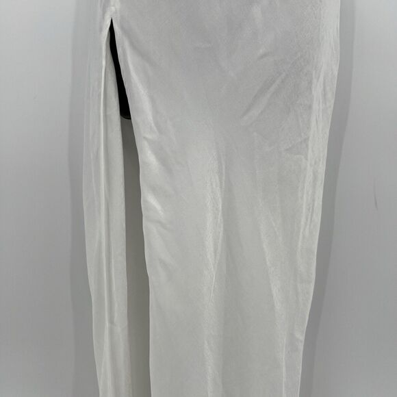RESA Camille Slip Maxi Dress White Ivory Leg Slit Criss Cross Straps Size XS NWT - Picture 5 of 11